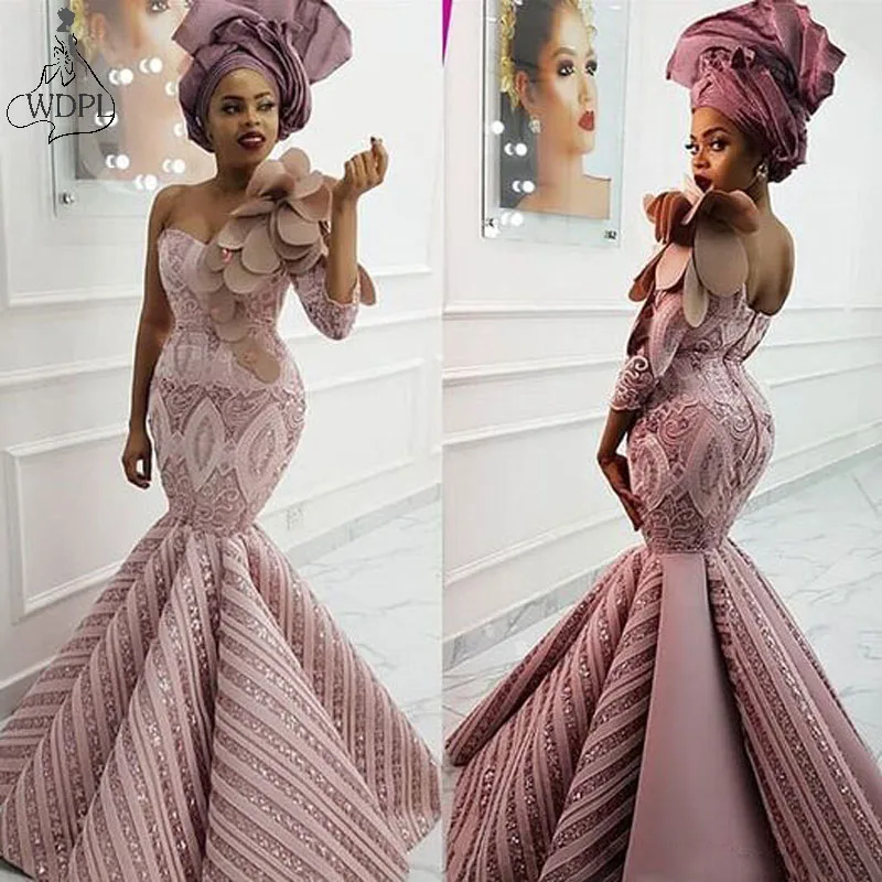 2021 Design Aso Ebi Nigerian Evening Dress Mermaid Pink Lace South Africa Women Long Prom Dresses One Shoulder Arabic Party Gown
2021 Design Aso Ebi Nigerian Evening Dress Mermaid Pink Lace South Africa Women Long Prom Dresses One Shoulder Arabic Party Gown