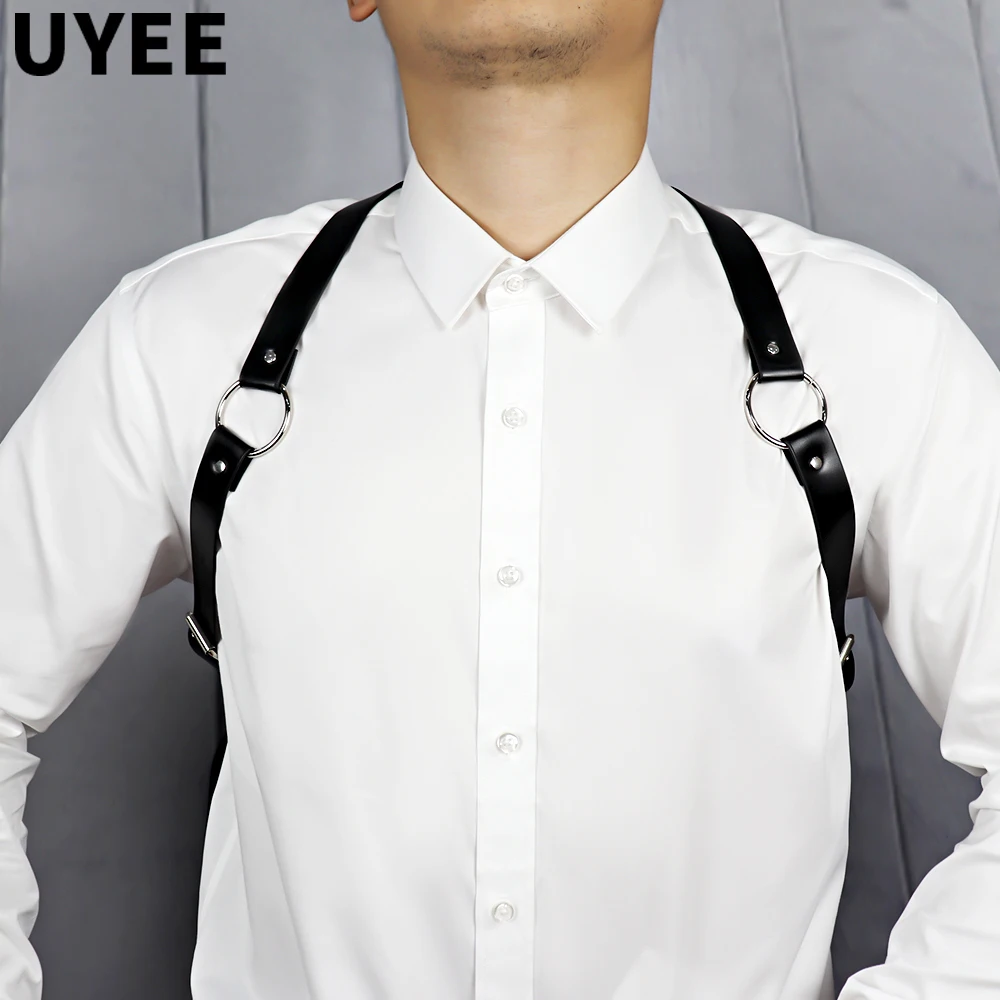 Фото Портупея для геев UYEE фетиш мужской черный регулируемый кожаный ремень