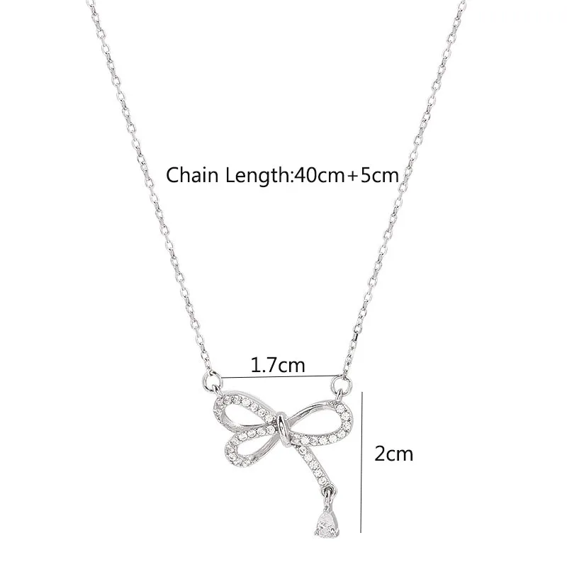 POPACC 925 Sterling Silver Delicate Bowknot Necklaces For Women Micro Pave Zircon Necklace Gift collares
POPACC 925 Sterling Silver Delicate Bowknot Necklaces For Women Micro Pave Zircon Necklace Gift collares