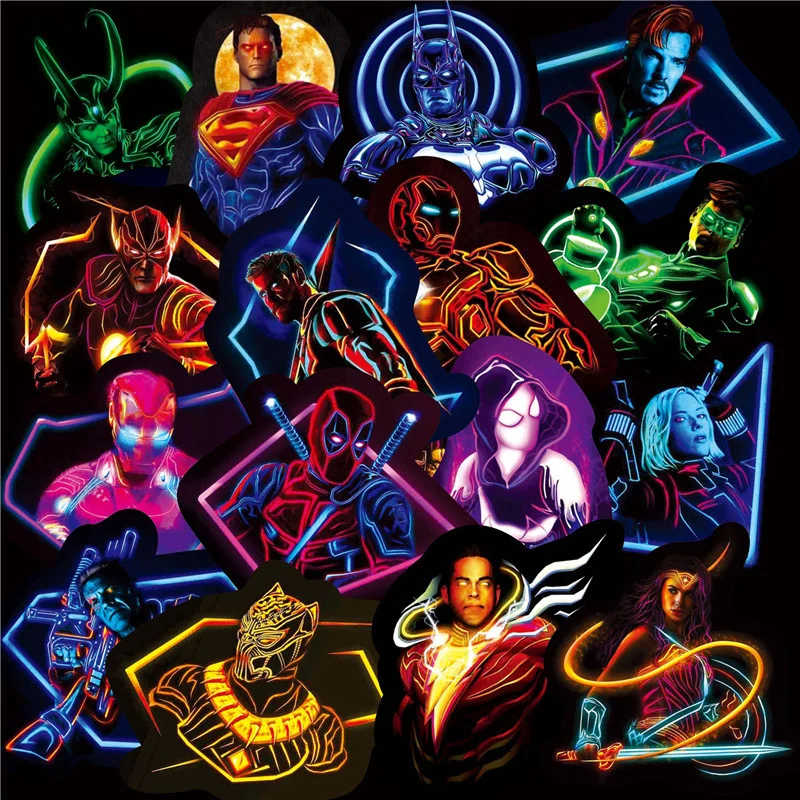 30PCS Anime Disney Marvel Avengers Neon Super Hero Stickers Sets For Laptop Fridge Phone Guitar Sticker Kids Toys
30PCS Anime Disney Marvel Avengers Neon Super Hero Stickers Sets For Laptop Fridge Phone Guitar Sticker Kids Toys
