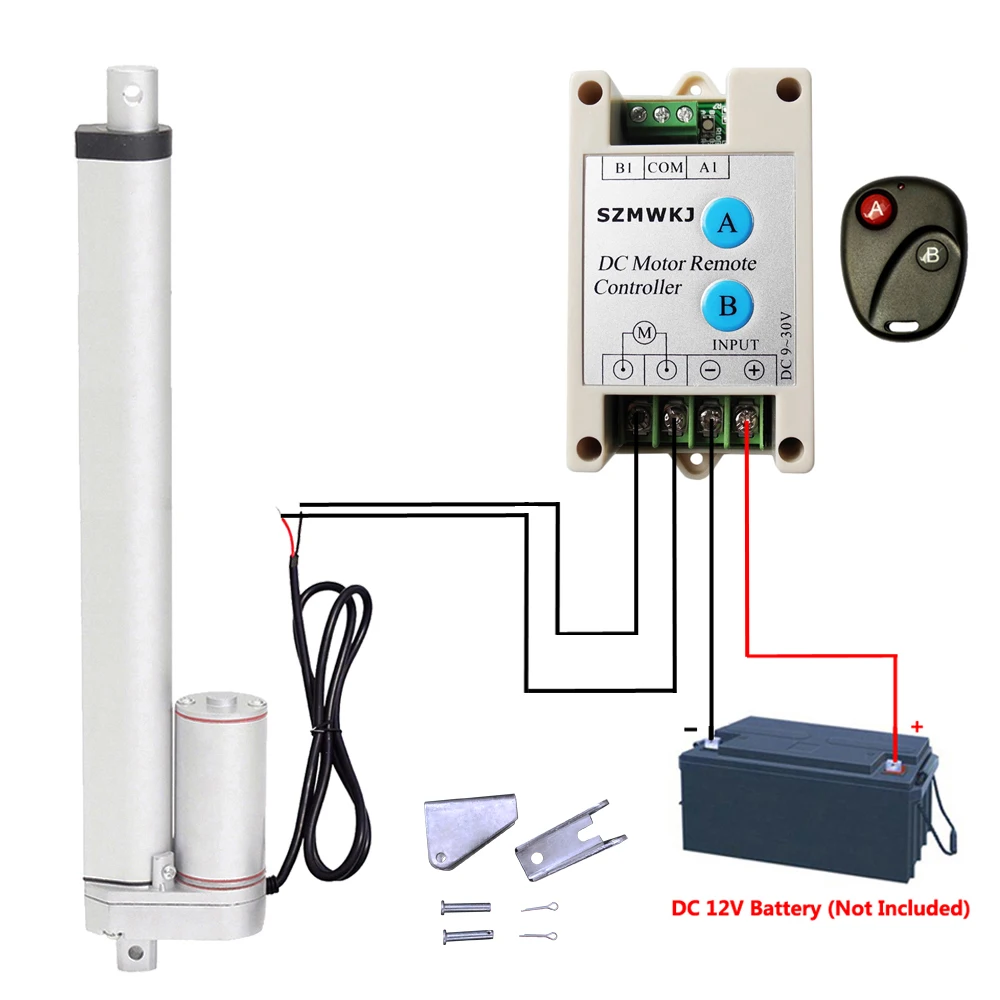 DC 12V Volt 350mm/14Inch 14" Stroke 1500N Load Linear Actuator & Wireless Remote Controller & Mounting Brackets-Waterproof IP65
DC 12V Volt 350mm/14Inch 14" Stroke 1500N Load Linear Actuator & Wireless Remote Controller & Mounting Brackets-Waterproof IP65