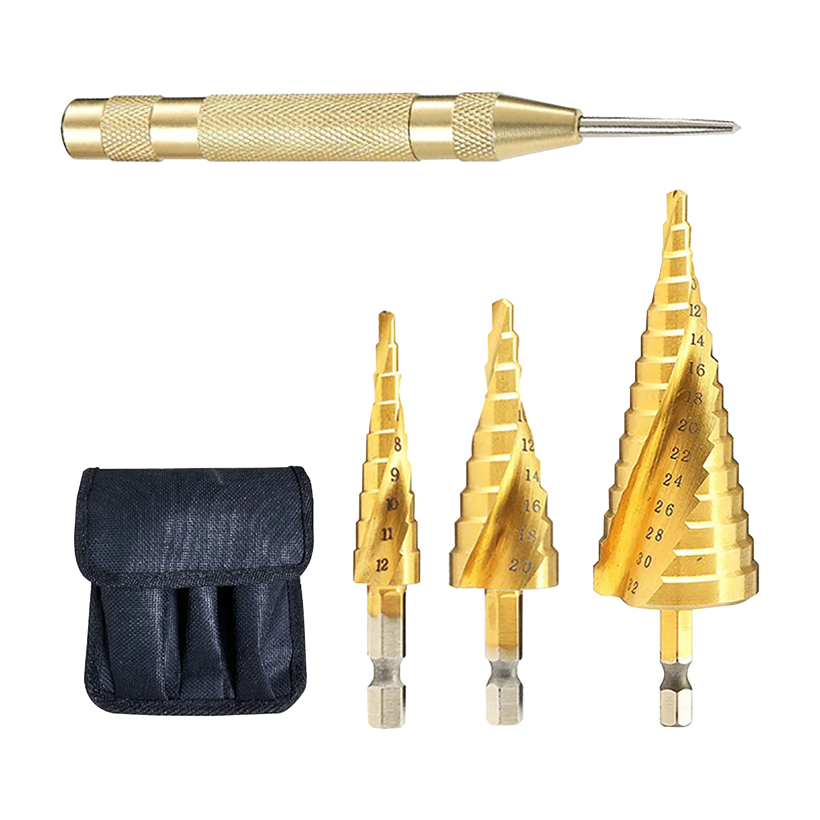 4pcs High Hardness Hole Opening Professional Hex Conical Accessories Titanium Coated For Woodworking HSS Step Drill Set
4pcs High Hardness Hole Opening Professional Hex Conical Accessories Titanium Coated For Woodworking HSS Step Drill Set
