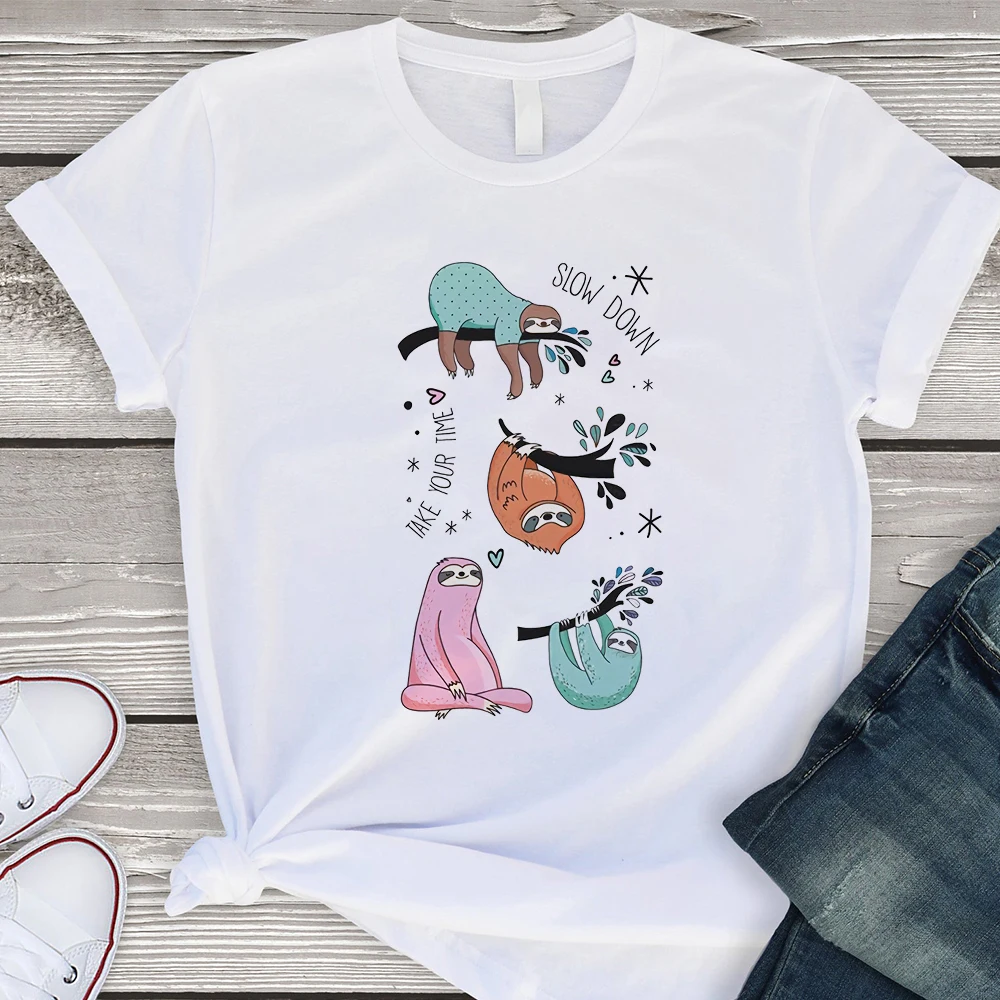 Funny Sloth Printed Slow Down Women T-shirt Fashion Streetwear Versatile Clothes White crewneck T shirt Cartoon Animal Graphic
Funny Sloth Printed Slow Down Women T-shirt Fashion Streetwear Versatile Clothes White crewneck T shirt Cartoon Animal Graphic