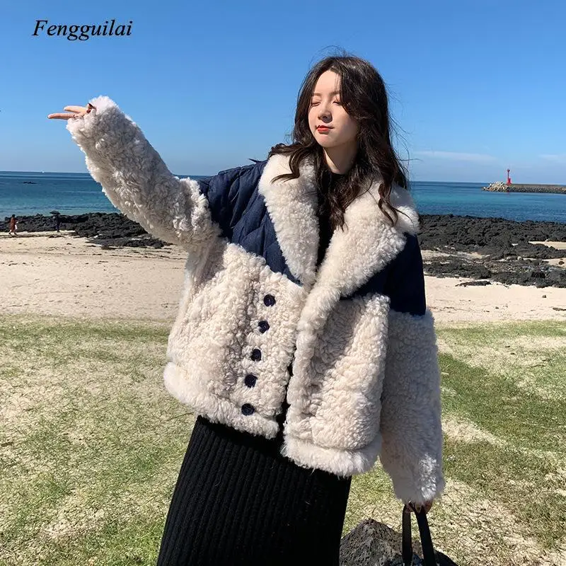 Winter Lamb Wool Coat Female Korean Loose Long Sleeve Lapel Stitching Thickening Warm 2020 New Casual Fashion Women
Winter Lamb Wool Coat Female Korean Loose Long Sleeve Lapel Stitching Thickening Warm 2020 New Casual Fashion Women