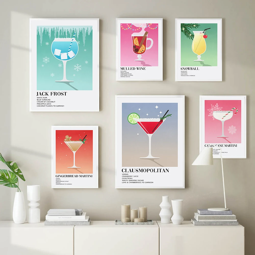 Christmas Drinks Prints Colourful Bar Juice Cart Poster Holiday Cocktails Wall Art Canvas Painting Kitchen Club Home Decor
Christmas Drinks Prints Colourful Bar Juice Cart Poster Holiday Cocktails Wall Art Canvas Painting Kitchen Club Home Decor