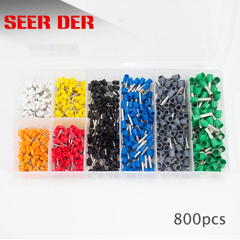 800 шт. Электрический Bootlace Ferrules Kit кабельный провод медные обжимные клеммы |