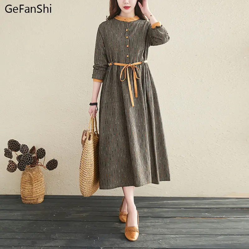New Arrival Autumn Winter Women Dresses Casual Long Sleeve Cotton Vintage Loose Dress Fashion Elegant Dress Clothing Robe
New Arrival Autumn Winter Women Dresses Casual Long Sleeve Cotton Vintage Loose Dress Fashion Elegant Dress Clothing Robe