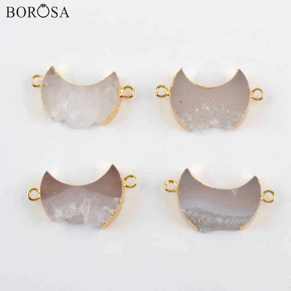 BOROSA Crescent Natural Agates Druzy Connector for Women 18'' Gold Natural Slice Crystal Quartz Pendant Necklace Jewelry G1964
BOROSA Crescent Natural Agates Druzy Connector for Women 18'' Gold Natural Slice Crystal Quartz Pendant Necklace Jewelry G1964