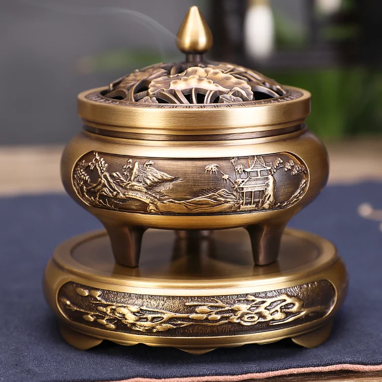 Large Chinese Incense Burner Creative Hollow Indoor Copper Antique Incense Burner with Lid Holder Porte Encens Home Decor 60AA01
Large Chinese Incense Burner Creative Hollow Indoor Copper Antique Incense Burner with Lid Holder Porte Encens Home Decor 60AA01