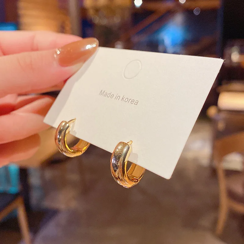 Женские серьги-кольца из серебра 2021 пробы, в Корейском стиле 
Женские серьги-кольца из серебра 2021 пробы, в Корейском стиле