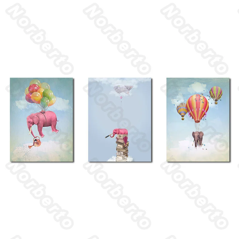 Cartoon Picture Canvas Painting Wall Poster Pink Elephant Colorful Air Balloons and Hot-Air Balloons for Home Rooms Decoration
Cartoon Picture Canvas Painting Wall Poster Pink Elephant Colorful Air Balloons and Hot-Air Balloons for Home Rooms Decoration