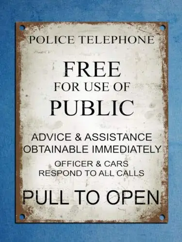 Metal tin SignMetal Plaque Retro Vintage Style Police Phonebox Tardis Dr Who Wall Door Sign
Metal tin SignMetal Plaque Retro Vintage Style Police Phonebox Tardis Dr Who Wall Door Sign