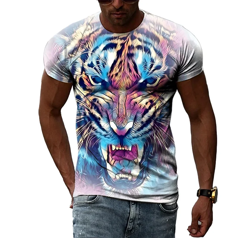 Мужской спортивный пуловер Tiger Head, дышащая футболка с круглым вырезом и коротким рукавом, с 3D-принтом, лето 2021
Мужской спортивный пуловер Tiger Head, дышащая футболка с круглым вырезом и коротким рукавом, с 3D-принтом, лето 2021