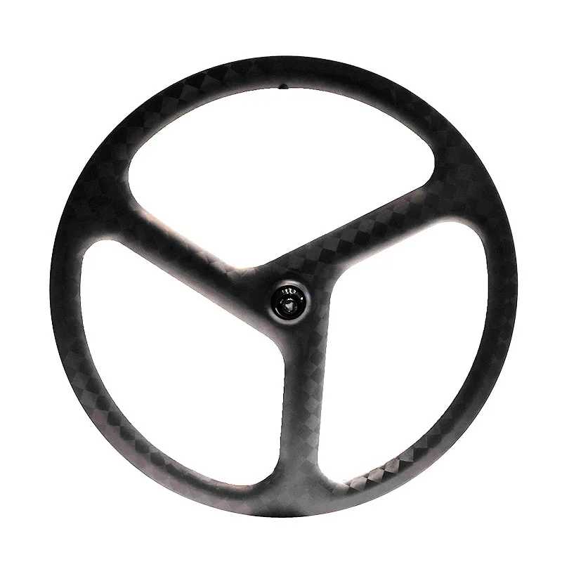 Трехспицевое колесо FIERCE 3K 40 мм глубина 23 ширина матовое 700C углеродное TT переднее