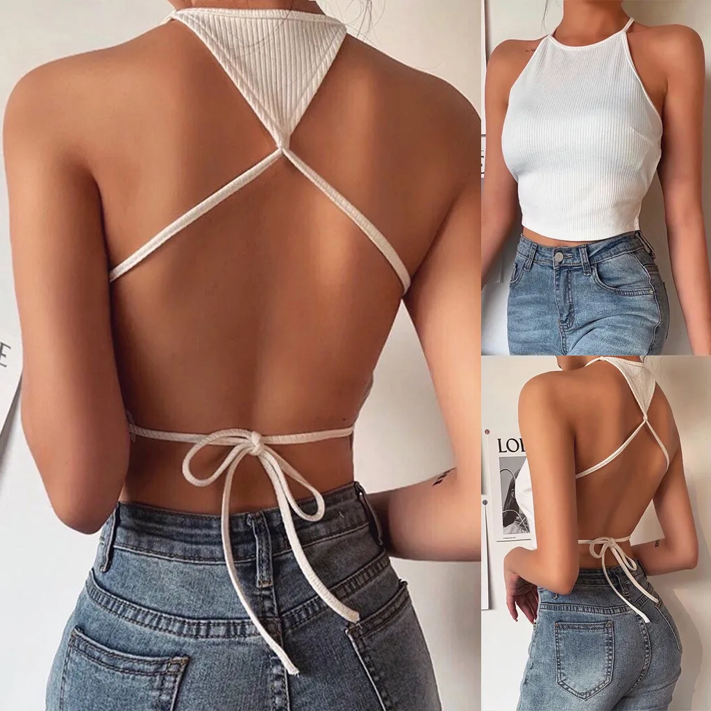Fashion Women Halter Crop Tops Sexy Bandage Backless Camis Summer Camisole Women Casual Tank Tops Vest Sleeveless Female blusas
Fashion Women Halter Crop Tops Sexy Bandage Backless Camis Summer Camisole Women Casual Tank Tops Vest Sleeveless Female blusas