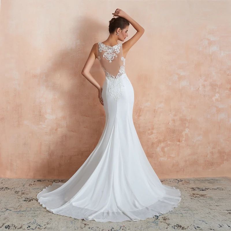 Vestidos De Novia 2020 New Lace Chiffon Mermaid Wedding Dress Elegant Simple White Boho Bridal Dress Sexy Backless Wedding Gown
Vestidos De Novia 2020 New Lace Chiffon Mermaid Wedding Dress Elegant Simple White Boho Bridal Dress Sexy Backless Wedding Gown