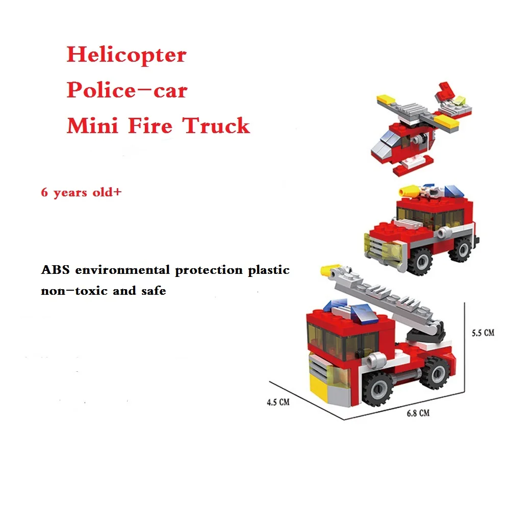 DIY Educational Assembled Models Three-in-one Fire Trucks /Helicopter/ Police-car Building Block Puzzle Toy
DIY Educational Assembled Models Three-in-one Fire Trucks /Helicopter/ Police-car Building Block Puzzle Toy