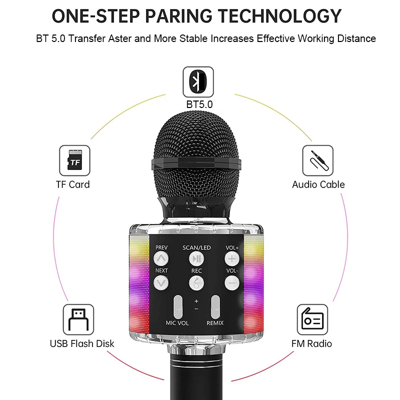 Беспроводной микрофон для караоке ручной портативный динамик домашний KTV-плеер с
