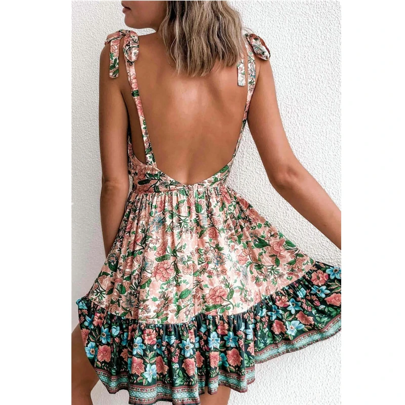 Bohemian Style Women 2020 Summer A-Line Dress Bandage Design Sling Sleeveless V-Neck Backless Leopard Flower Print Slim Dress
Bohemian Style Women 2020 Summer A-Line Dress Bandage Design Sling Sleeveless V-Neck Backless Leopard Flower Print Slim Dress