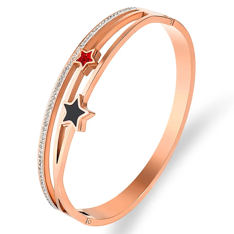Rose Gold Color Summer New Hollow Star Design Bangle For Women Charm Armband Bracelet Zirconia Stainless Steel Statement Jewelry
Rose Gold Color Summer New Hollow Star Design Bangle For Women Charm Armband Bracelet Zirconia Stainless Steel Statement Jewelry