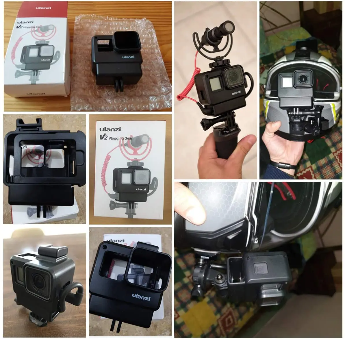 V2 Housing Case Vlogging Frame with Microphone Cold Shoe Mount Compatible for GoPro Hero 7 6 5 Mic Audio Adapter Action Camera
