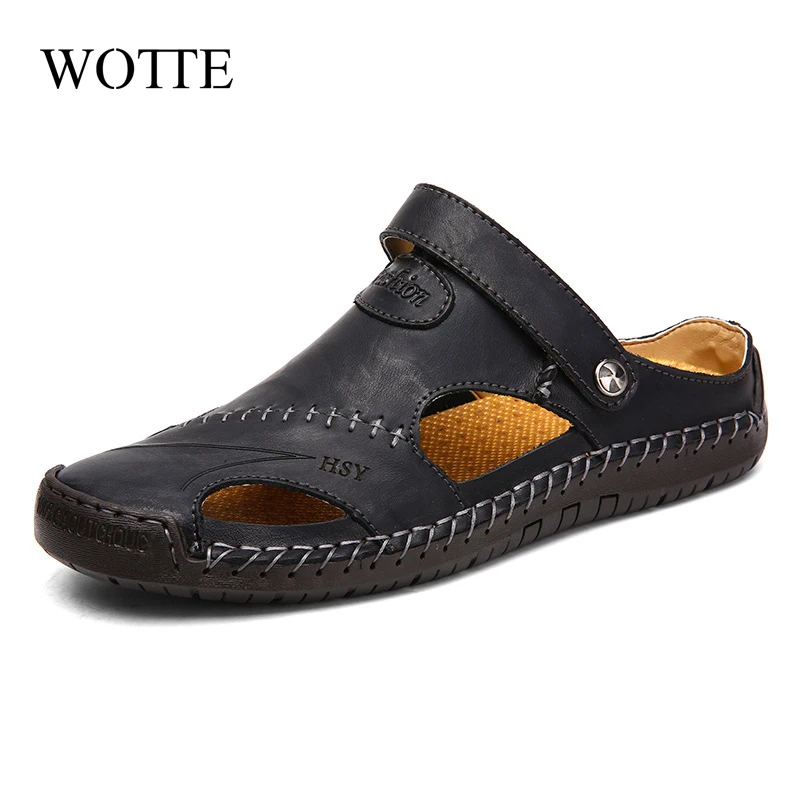 WOTTE Classic Mens Sandals Summer Leather Male Beach Sandals Soft Comfortable Male Outdoor Beach Slippers Slip-ON Man Sandals
WOTTE Classic Mens Sandals Summer Leather Male Beach Sandals Soft Comfortable Male Outdoor Beach Slippers Slip-ON Man Sandals