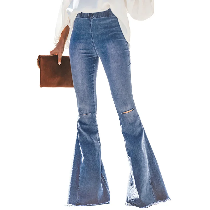 New Hole Micro Flared Pant Slim Fit Temperament Female Trouser High Waist Solid Color Jeans Fashion Street Women Elastic Trouser
New Hole Micro Flared Pant Slim Fit Temperament Female Trouser High Waist Solid Color Jeans Fashion Street Women Elastic Trouser