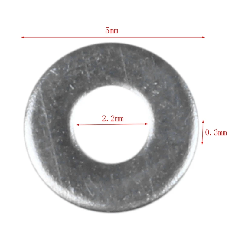 Stainless steel Form a flat washers to fit Metric Bolts & Screws M2 2.2mm*5mm*0.3mm 100pcs
Stainless steel Form a flat washers to fit Metric Bolts & Screws M2 2.2mm*5mm*0.3mm 100pcs