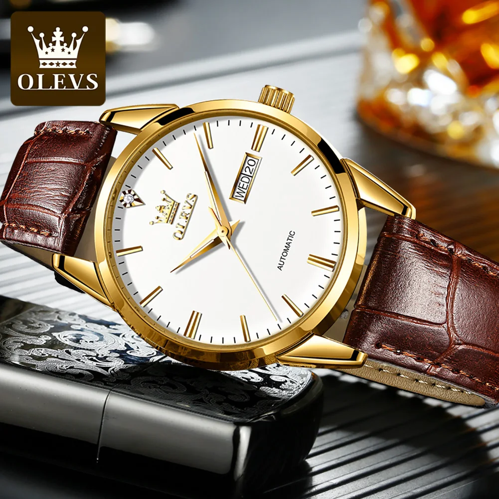 OLEVS Watch for Men Automatc Mechanical Watch Waterproof Wristwatch Luxury Watches Brown Leather Male Clock Relogio Masculino
OLEVS Watch for Men Automatc Mechanical Watch Waterproof Wristwatch Luxury Watches Brown Leather Male Clock Relogio Masculino
