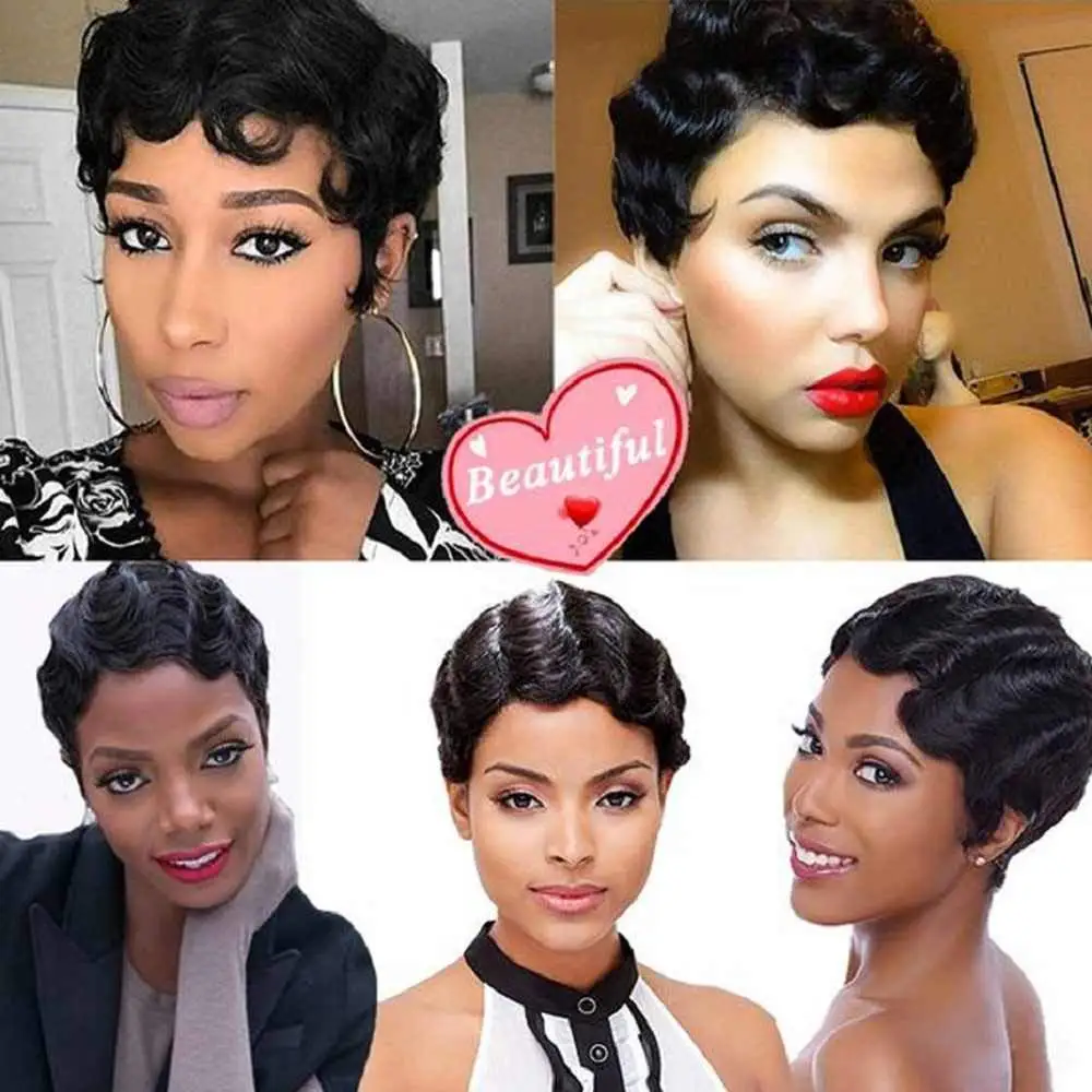 Brazilian Ocean Wave Wig Pixie Cut Wig Short Human Hair Wigs For Black Women Remy Curly Finger Wave Wig Cheap Wig Fast Shipping 
Brazilian Ocean Wave Wig Pixie Cut Wig Short Human Hair Wigs For Black Women Remy Curly Finger Wave Wig Cheap Wig Fast Shipping