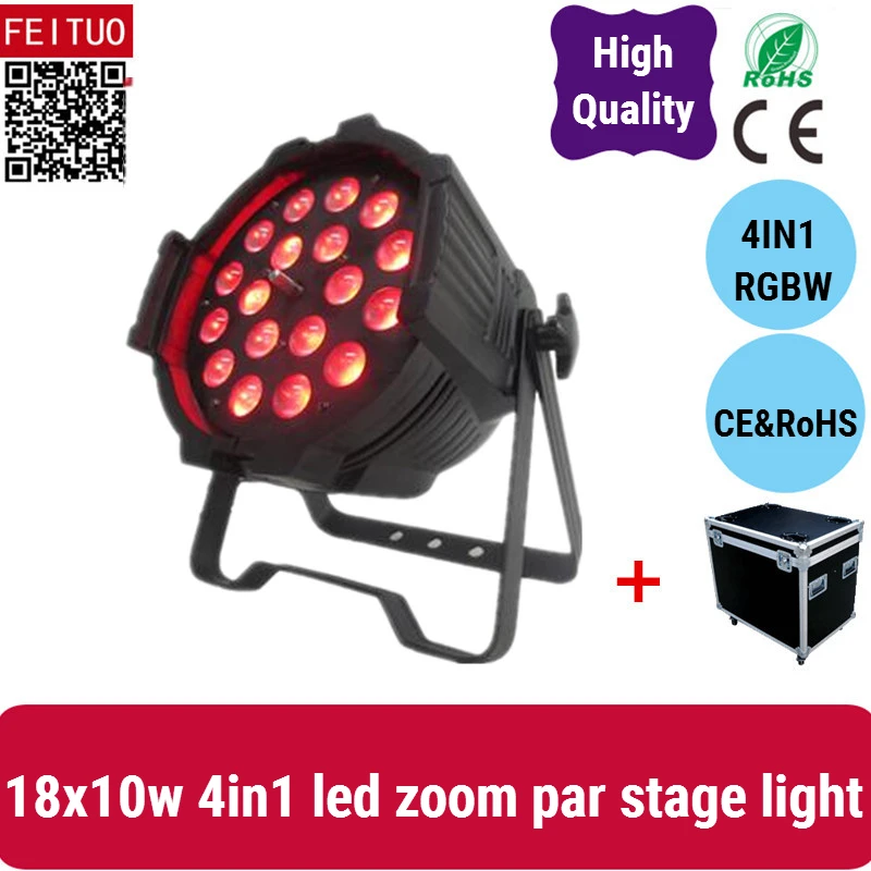 6 шт. + чехол для дороги 18x10 Вт ZOOM светильник RGBW 4 в 1 Super Bright Par Light Can диджея диско