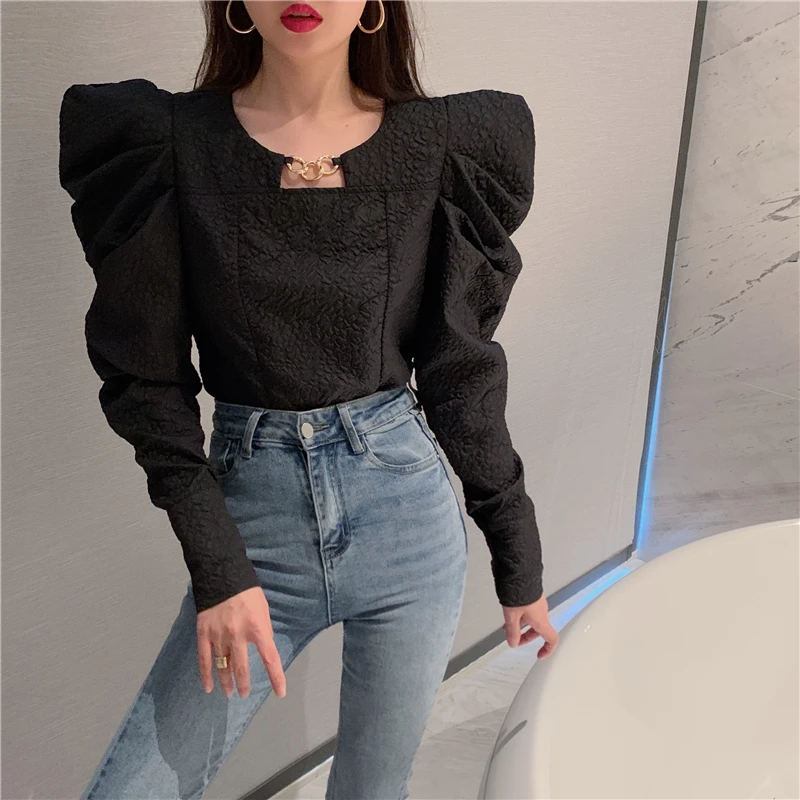 HziriP Puff Sleeve Folds V-Neck T-Shirt Princess Style Women Sequined Solid Top 2021 New Autumn All-Match Fashion Elegant Gentle
HziriP Puff Sleeve Folds V-Neck T-Shirt Princess Style Women Sequined Solid Top 2021 New Autumn All-Match Fashion Elegant Gentle