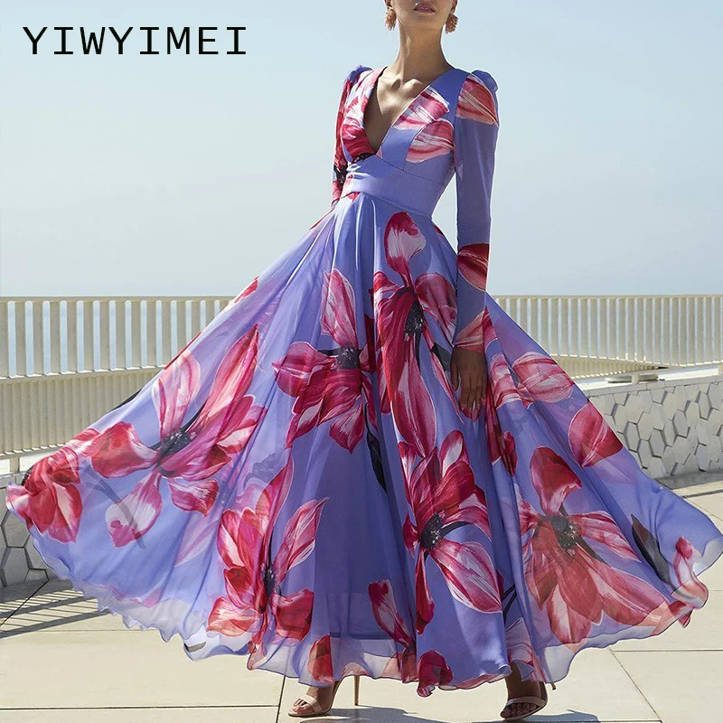 Women Boho Dress Purple Floral Printed Maxi Dress Deep V-neck Summer Beach Evening Party Sundress Long Sleeve Dresses Vestidos
Women Boho Dress Purple Floral Printed Maxi Dress Deep V-neck Summer Beach Evening Party Sundress Long Sleeve Dresses Vestidos