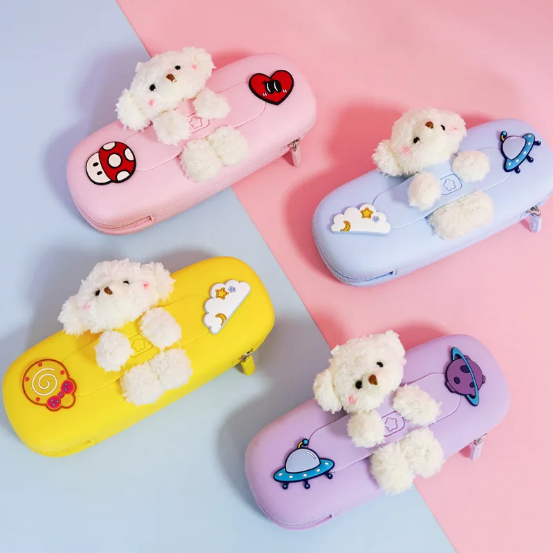 Silicone pencil case Creative cartoon female zipper bear plush pencil box Primary schoo Opening Ceremony kawaii bag
Silicone pencil case Creative cartoon female zipper bear plush pencil box Primary schoo Opening Ceremony kawaii bag