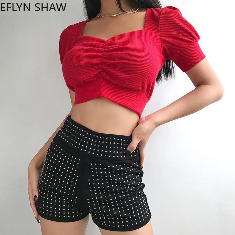 Women Vintage Top Summer Sexy Puff Sleeves Crop Top Diamond Collar Slim T-shirt Fashion Short Sleeves Solid Color Chic Tees
Women Vintage Top Summer Sexy Puff Sleeves Crop Top Diamond Collar Slim T-shirt Fashion Short Sleeves Solid Color Chic Tees