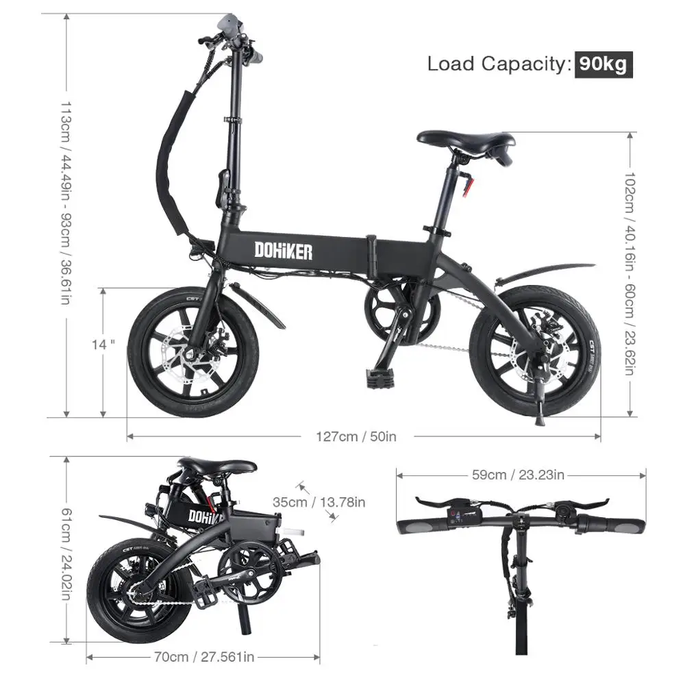 DOHIKER 14 Inch Wheels 250W Collapsible Folding Electric Bicycle Electric Commuter Bike 36V 10Ah Rechargeable Lithium Battery
DOHIKER 14 Inch Wheels 250W Collapsible Folding Electric Bicycle Electric Commuter Bike 36V 10Ah Rechargeable Lithium Battery