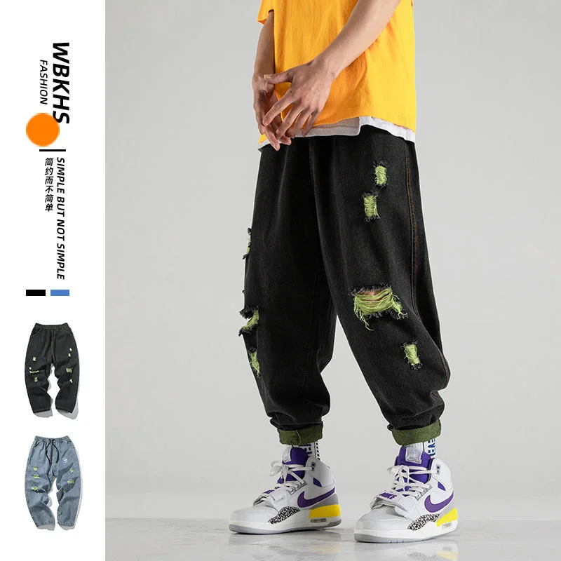 Blue Black Ripped Jeans For Men Oversize Loose Denim Trousers Casual Hip-hop Streetwear Pants M-5XL Trend Thin Overalls Jean
Blue Black Ripped Jeans For Men Oversize Loose Denim Trousers Casual Hip-hop Streetwear Pants M-5XL Trend Thin Overalls Jean