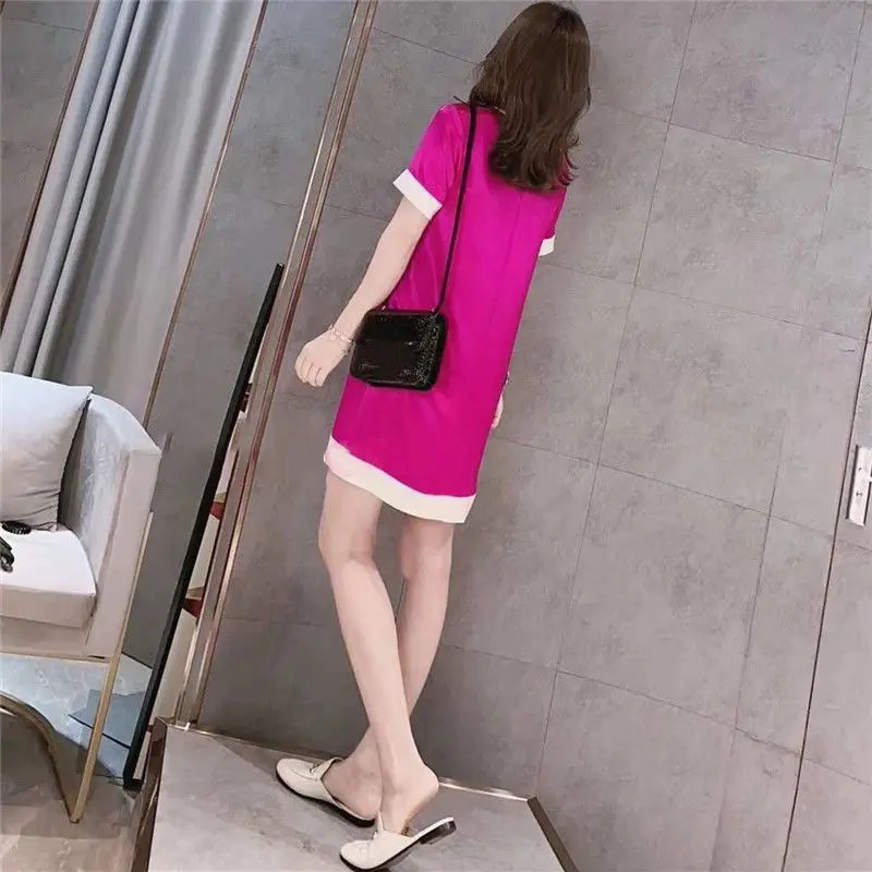 2021 Summer New Style Fashion Color Matching Round Neck Thin Loose Casual Mid-length Dress Western style women's clothing
2021 Summer New Style Fashion Color Matching Round Neck Thin Loose Casual Mid-length Dress Western style women's clothing