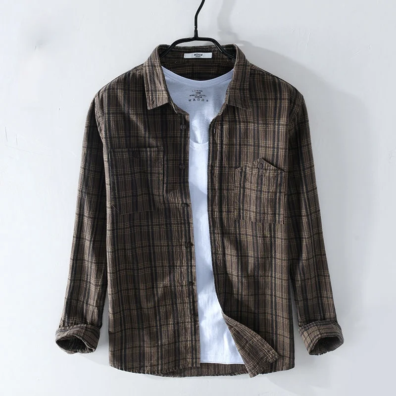 Casual Striped Shirt Men's Summer Youth Pure Cotton Retro Plaid Square Collar Long Sleeve Single-Breasted Hurt Clothes
Casual Striped Shirt Men's Summer Youth Pure Cotton Retro Plaid Square Collar Long Sleeve Single-Breasted Hurt Clothes