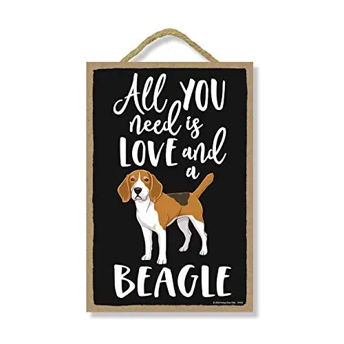 

Honey Dew Gifts All You Need is Love and a Beagle Wooden Home Decor for Dog Pet Lovers, Hanging Decorative Wall Sign,