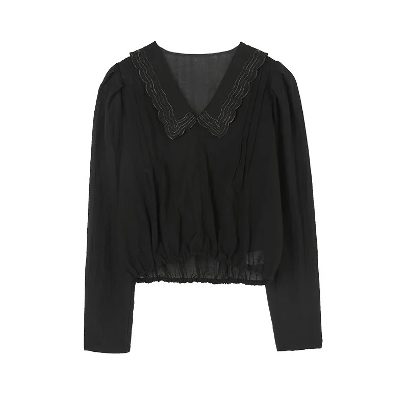 Elegant Doll Collar Long Sleeve Tops Women Party Clothes French Style Wild Loose Casual T-shirts All-Match Temperament Pullovers
Elegant Doll Collar Long Sleeve Tops Women Party Clothes French Style Wild Loose Casual T-shirts All-Match Temperament Pullovers