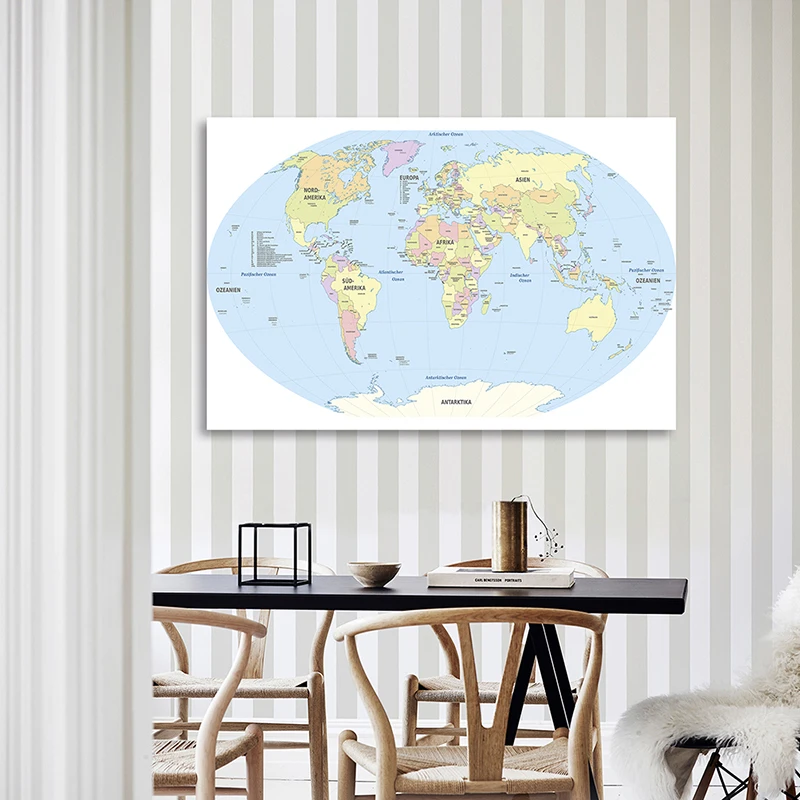 The World Political Map In German Language 150*100cm Canvas Painting Wall Art Poster School Teaching Supplies Home Decoration
The World Political Map In German Language 150*100cm Canvas Painting Wall Art Poster School Teaching Supplies Home Decoration