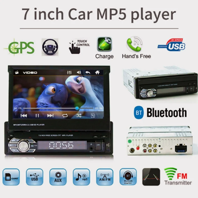 9601G 7in In-dash Touch Screen Car MP5 Player GPS Bluetooth FM/AM Radio USB/TF/AUX
9601G 7in In-dash Touch Screen Car MP5 Player GPS Bluetooth FM/AM Radio USB/TF/AUX