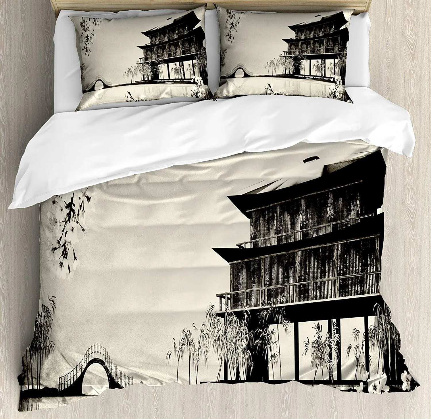 Japanese Bedding Set Ink Painting Style Landscape of Far Eastern Country Traditional House and Nature Duvet Cover Bed Set
Japanese Bedding Set Ink Painting Style Landscape of Far Eastern Country Traditional House and Nature Duvet Cover Bed Set