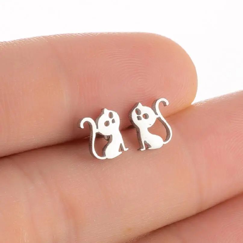 Hot Sale Cute Elegent Cat Kitty Earrings For Girl Kids Stainless Steel Tiny Small Stud High Quality Hypoallergenic Pin Piercing
Hot Sale Cute Elegent Cat Kitty Earrings For Girl Kids Stainless Steel Tiny Small Stud High Quality Hypoallergenic Pin Piercing