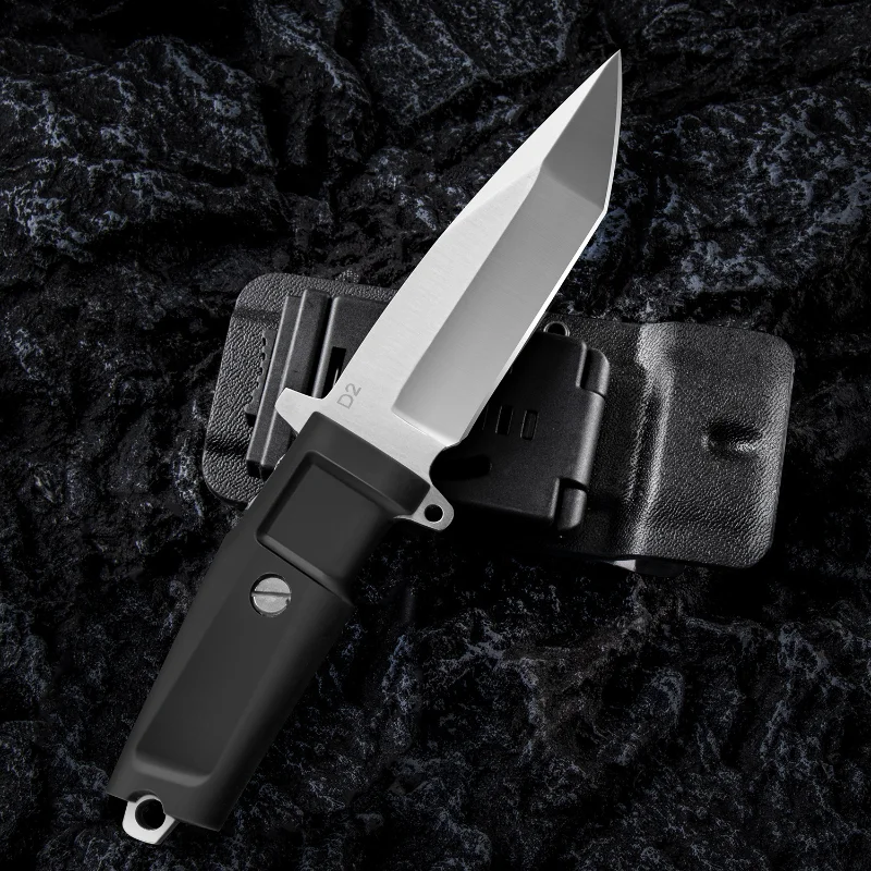 

D2 стальной нож с фиксированным лезвием для самообороны ABS уличный нож 60-61HRC шлифовальный нож Портативный нож Военный карманный нож для выжив...