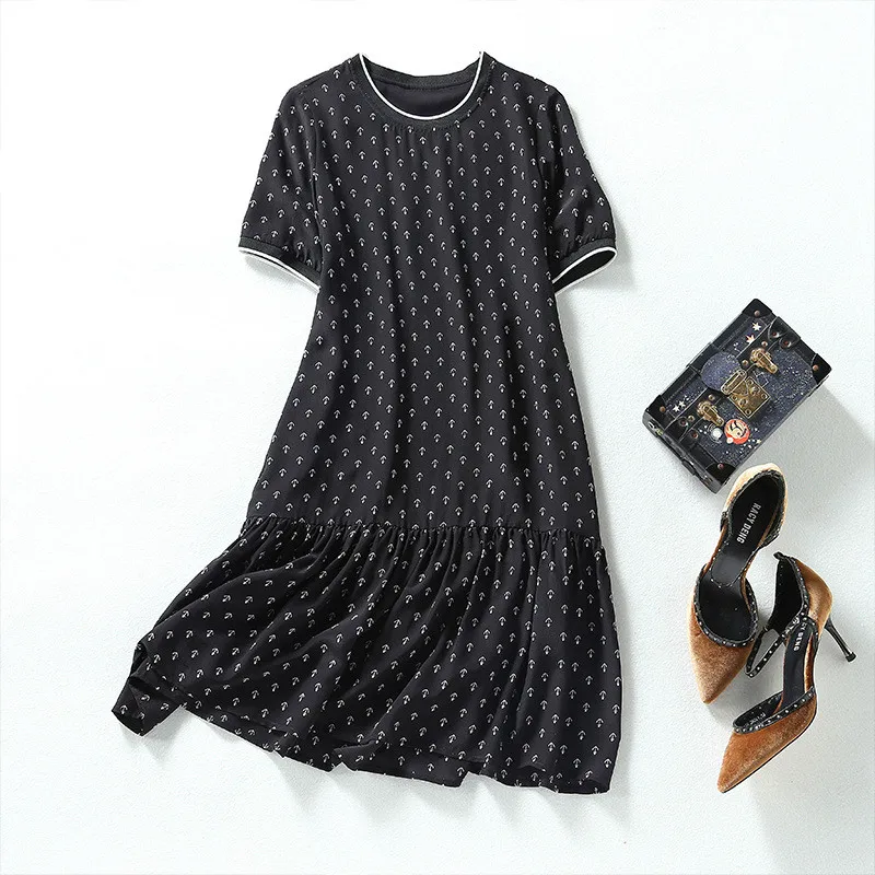Women Dress Summer Short Sleeve Mini Plus Size Black Print Loose Elegant Fashion Silk Dresses Woman Clothing Vestidos De Verano
Women Dress Summer Short Sleeve Mini Plus Size Black Print Loose Elegant Fashion Silk Dresses Woman Clothing Vestidos De Verano