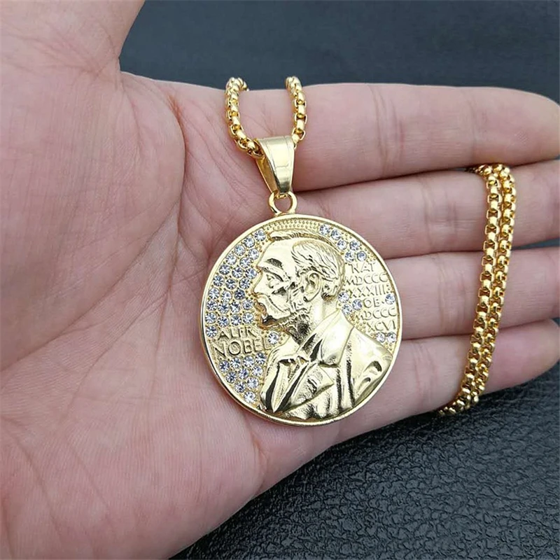 Punk Style Nobel Medal Pendant Necklace Women Fashion Gothic Jewelry Trendy Stainless Steel Chain Necklace With Cubic Zirconia
Punk Style Nobel Medal Pendant Necklace Women Fashion Gothic Jewelry Trendy Stainless Steel Chain Necklace With Cubic Zirconia