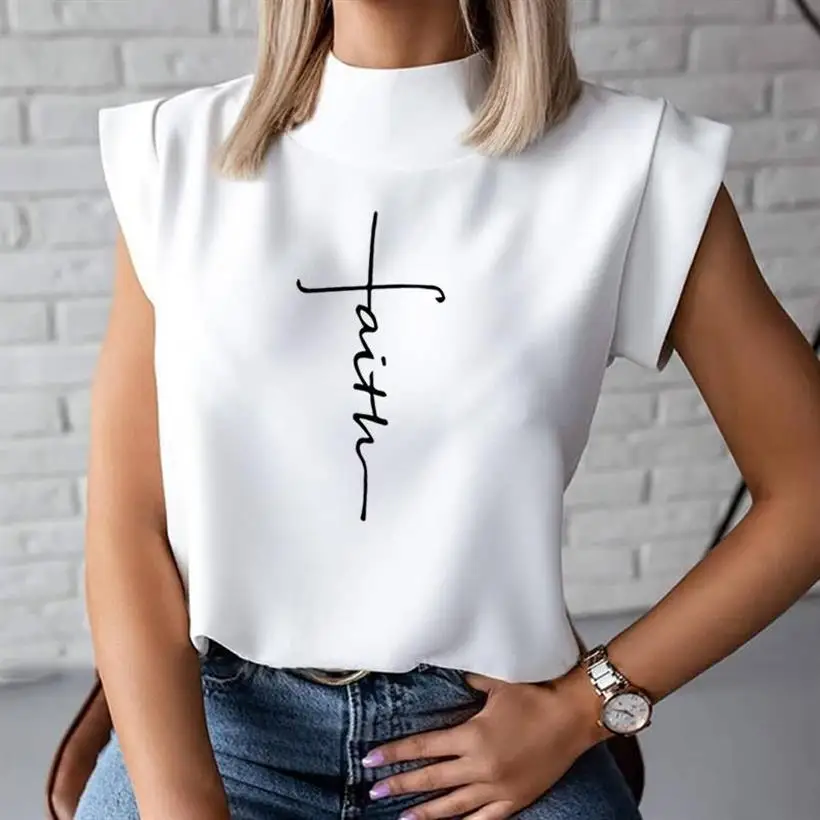 2021 Fashion Women Elegant Faith Jesus Cross Print Tops Blouse Shirts Summer Ladies Office Casual Stand Neck Sweaters Blusa Tops
2021 Fashion Women Elegant Faith Jesus Cross Print Tops Blouse Shirts Summer Ladies Office Casual Stand Neck Sweaters Blusa Tops