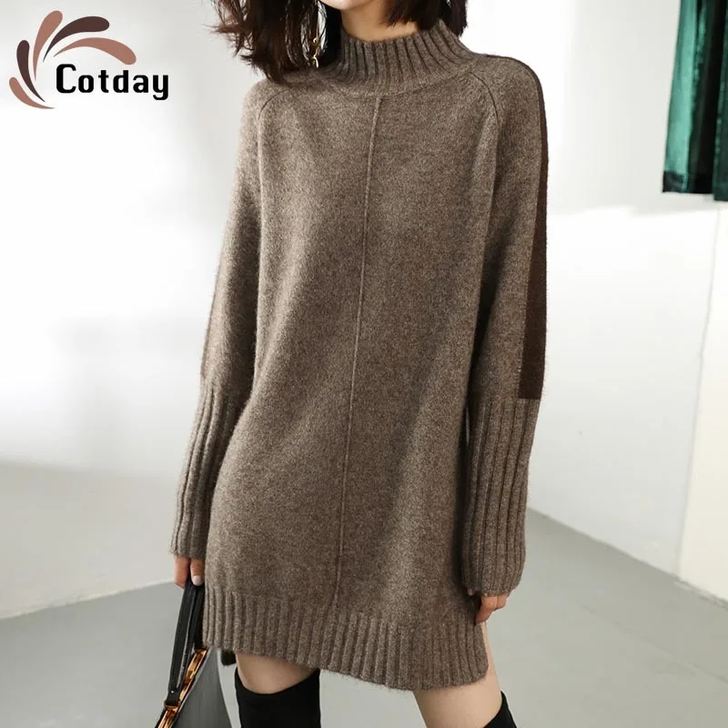 Cotday Long Casual Fashion Women Autumn Winter Patchwork Knitted Dresses Women Turtleneck Ladies Split Sweater Dress
Cotday Long Casual Fashion Women Autumn Winter Patchwork Knitted Dresses Women Turtleneck Ladies Split Sweater Dress